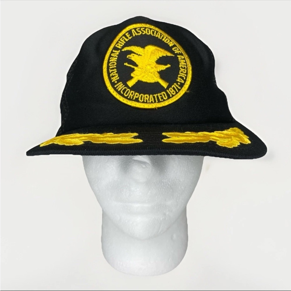 Vintage NRA Hat Snapback Trucker Cap Mens Black USA Made 80s Scramble Eggs